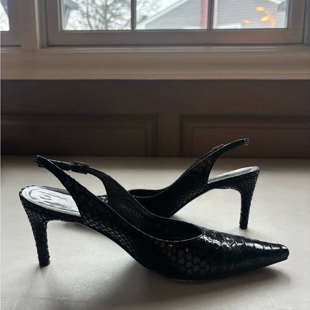 Vintage Stuart Weitzman Black python Slingback He… - image 4
